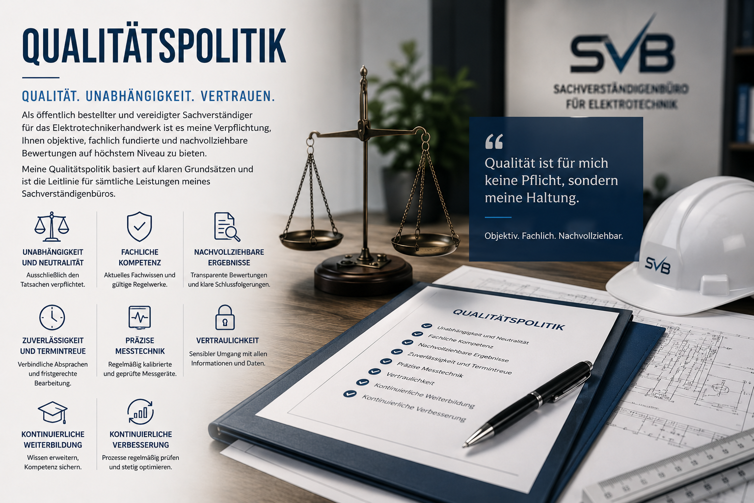 Qualitätspolitik im Sachverständigenbüro für Elektrotechnik